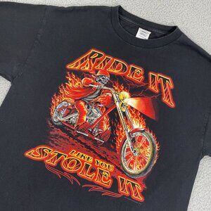 Ride It Like You Stole It Shirt Men L Black Motorcycles Biker Grunge Tee